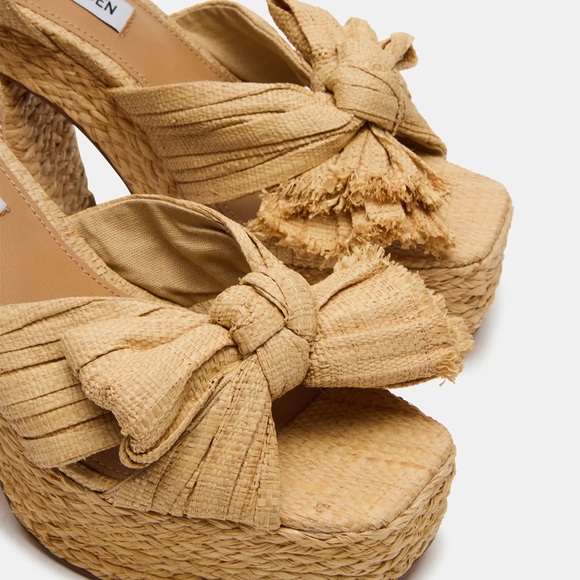 Steve Madden ROMEY Natural Raffia Bow Platform Sandals - Legs for Days - Picture 6 of 8